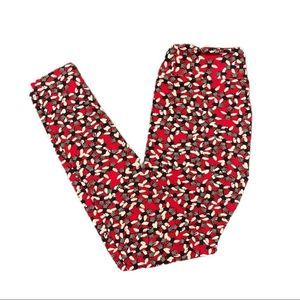 LuLaRoe Red with bumble bee one size legging rare